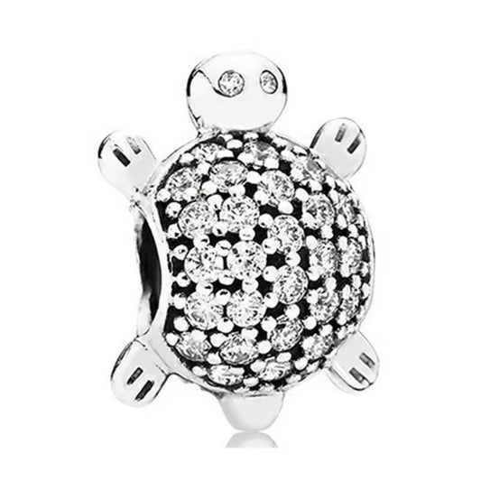 Share Silver Plated Turtle Charm Snake Chain Bracelet Gift for Her Crystal UK