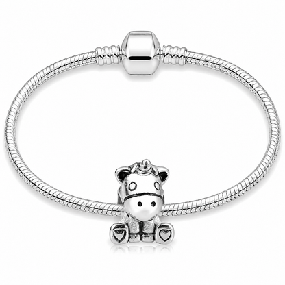 316L Stainless Steel Unicorn Pony Charm Bead Fits Snake Chain Bracelet