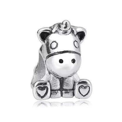 316L Stainless Steel Unicorn Pony Charm Bead Fits Snake Chain Bracelet