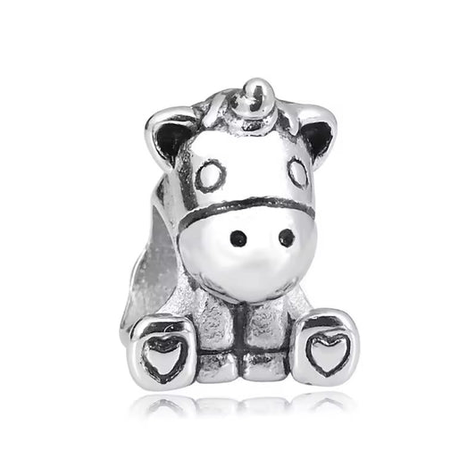 316L Stainless Steel Unicorn Pony Charm Bead Fits Snake Chain Bracelet